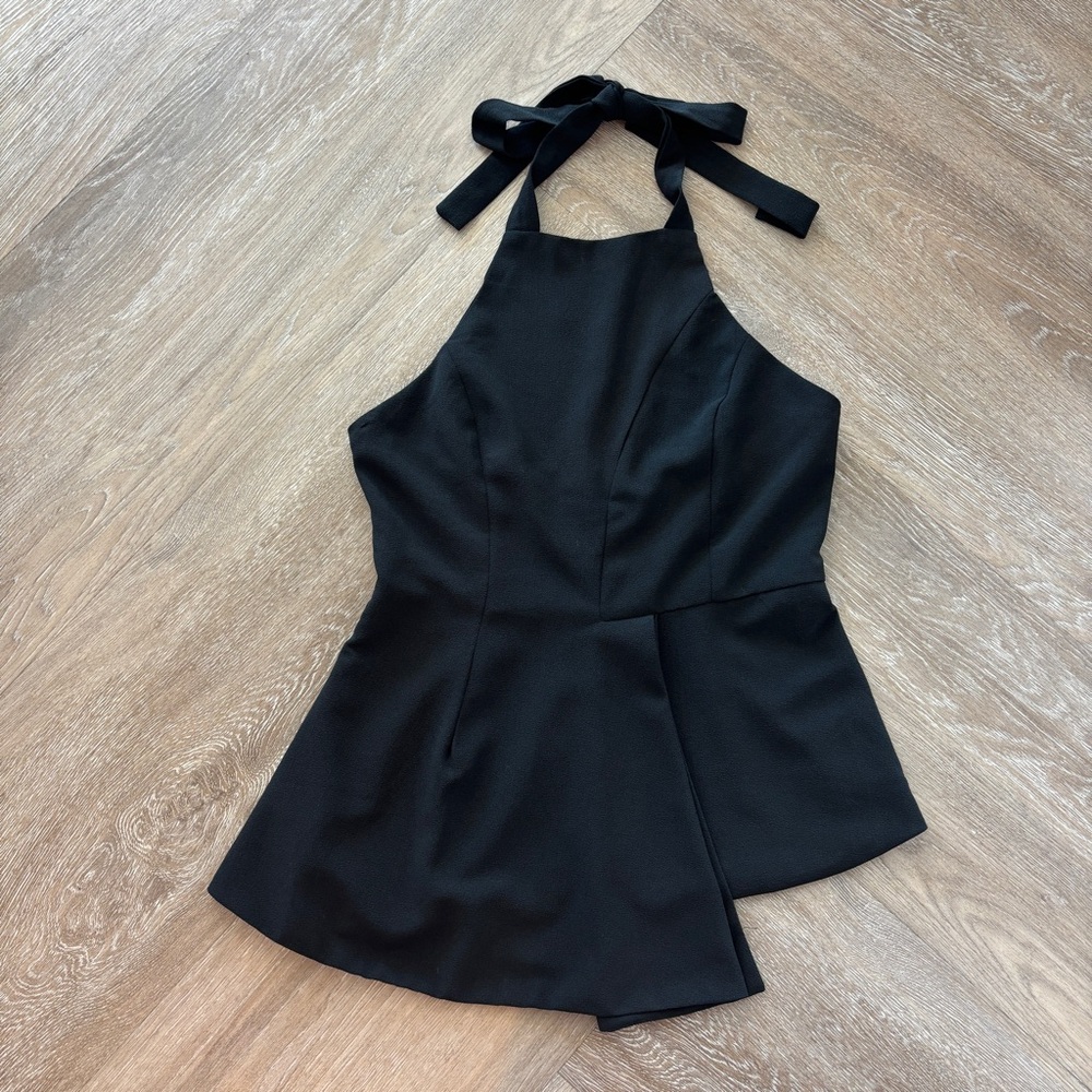 Black DO+BE Black Asymmetrical Halter Top Size M